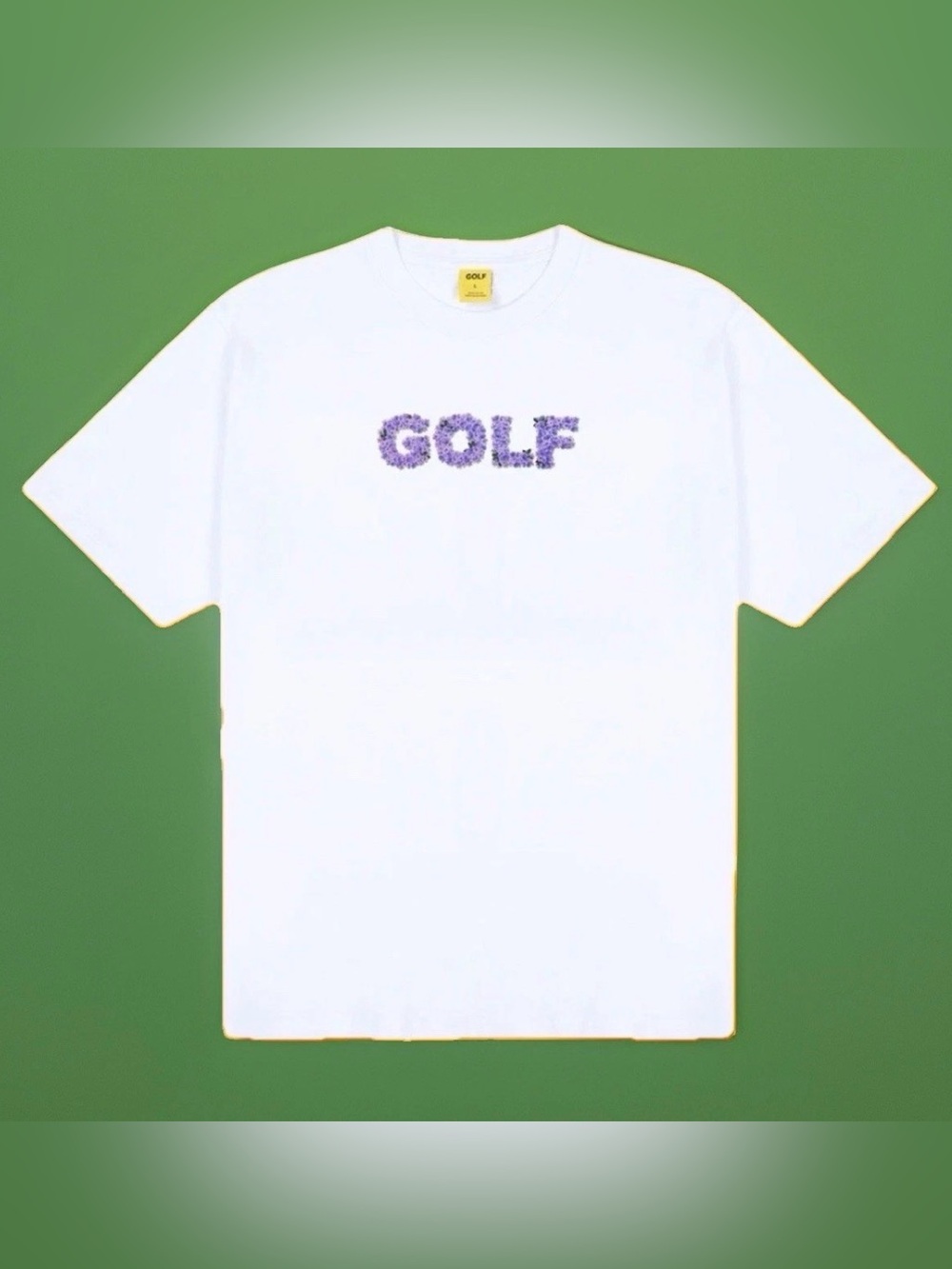 Golf Wang White Tee with Purple Floral 'GOLF' Logo